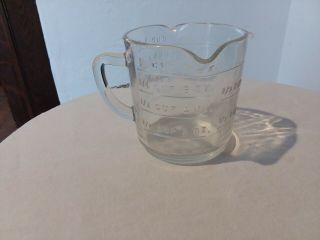 Vintage Federal Glass 3 Spout Measuring Cup Marked F Inside Shield