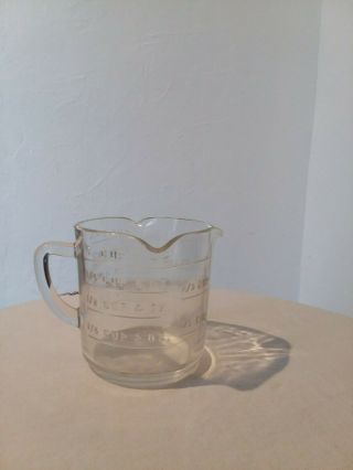 Vintage Federal Glass 3 Spout Measuring Cup Marked F inside Shield 2