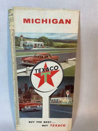 Vintage Texaco Michigan State Map Gas Oil Advertising