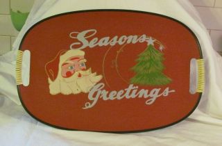Vintage Japan Christmas Santa Seasons Greetings Serving Tray