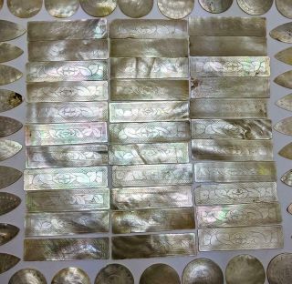 x156 CHINESE ANTIQUE CARVED MOTHER OF PEARL GAMING COUNTERS 19TH CENTURY 2