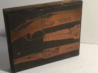 Antique Shotgun Copper Printing Plate Detailed Tooling Hunting Dog Pheasant
