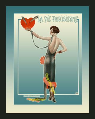 1925 Art Deco Flapper W/ Heart Vintage La Vie Parisienne 8x10 Leonnec Art Print