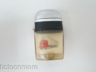 Vintage Scripto Vu - Lighter Red Semi Truck Black Band Cigarette Lighter