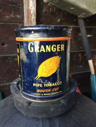 Vintage Granger Pipe Tobacco Tin Rough Cut Pointer Dog Advertising Can Tin