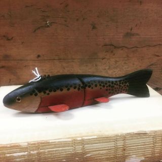Antique Brown Trout Ice Fishing Decoy Hand Made Carved Painted