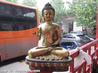 Tibet Buddhism Temple Copper Bronze Gild Tathagata Rulai Sakyamuni Buddha Statue