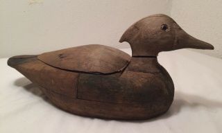 Vintage Antique Duck Decoy Wooden Glass Eye Unknown Maker Wi.  Hunting