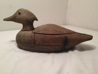 Vintage Antique Duck Decoy Wooden Glass Eye Unknown Maker WI.  Hunting 2