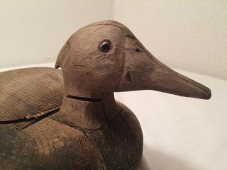 Vintage Antique Duck Decoy Wooden Glass Eye Unknown Maker WI.  Hunting 3