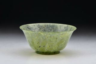 Chinese Qing Dynasty Spinach Jade Bowl