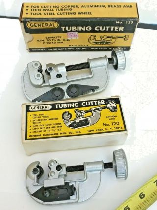 2 Vintage General No 120 & 125 Tubing Pipe Cutter Box Usa