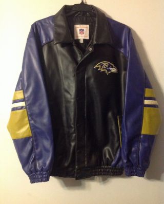 Nfl Baltimore Ravens Faux Leather Jacket Men Large,  Black,  Purple,  Yellow
