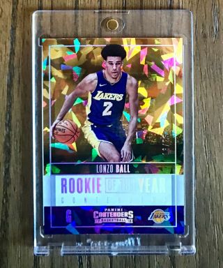 2017 - 18 Panini Contenders Lonzo Ball Rc Rookie Of The Year Cracked Ice /25 Ps10?