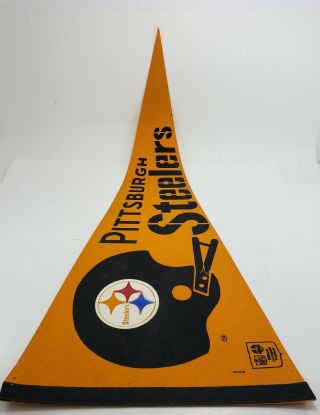 Nfl Pittsburgh Steelers Vintage 1970 2 Bar Helmet Logo Football Pennant Mancave