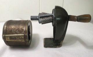 Vintage Guild Glider Hand Crank Pencil Sharpener Table Wall Mount One Hole