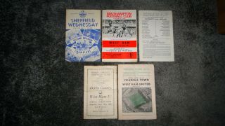 5 Vintage West Ham Programmes.
