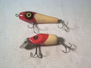 Vintage Old Wood Fishing Lure 2 South Bend R/w Baits