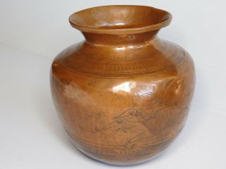 Orgi Antiques Engraved Copper Temple Holy Water Lota Pot From India