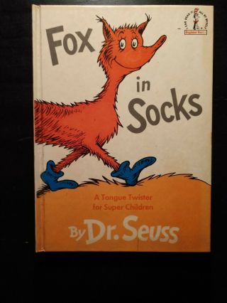 Vintage 1965 Dr.  Seuss Beginner Books Fox In Socks Hardcover Book