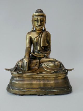 Fine Antique Burmese Chinese Bronze Buddha Sculpture Figure Mandalay 19th Cent
