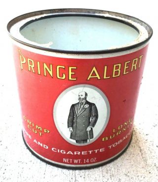 Prince Albert Tobacco Tin Can Pipe Cigarette Red Vintage 14 Oz Empty