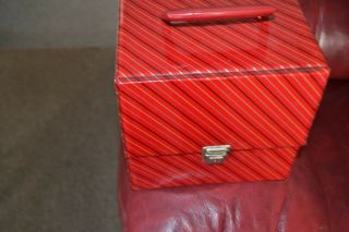 Vintage Record Case 7 " Red With Stirpes