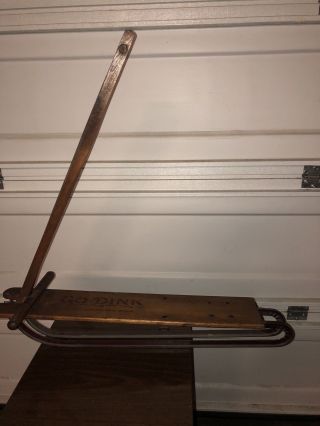 Rare - Antique Vintage Go - Dink,  Wood,  Metal Double Runner Snow Scooter Sled,  Toy - 1924