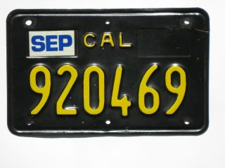 Vintage California Black License Plate For Motorcycle