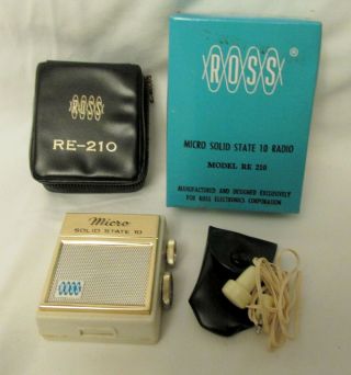 Vintage Ross Re - 210 Micro Ten Transistor Am Radio In Orig Box W/ Case