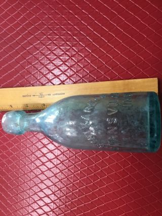 Vintage John Karsch Evansville Ind Blob Top Blue Bottle