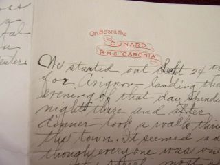 Cunard R.  M.  S.  Caronia,  Ship Stationery Long Letter Mentions And Monte Carlo