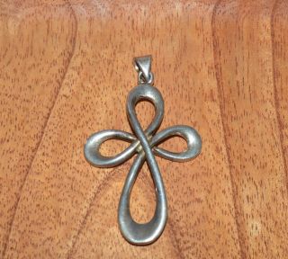 Vintage Mexico Sterling Silver Large Cross Pendant