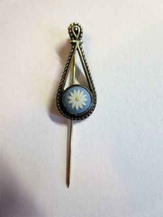 Vintage Wedgwood Blue Jasper Ware Hallmarked Silver Stick Pin,  Brooch