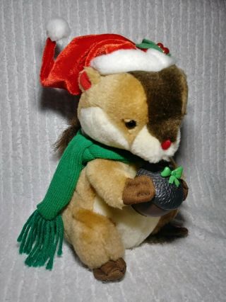 Vintage Gemmy Squirrel Singing Dancing Nuttin For Christmas Plush Musical Santa