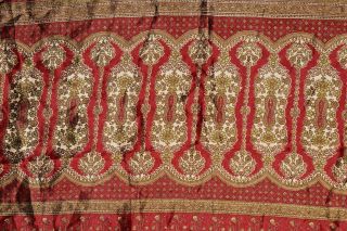 Vintage Indian Multi Saree Pure Silk Painted Sari Decor Soft 5Yd Craft Fabric 2