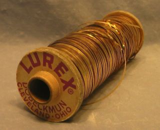Vintage Lurex Metallic Gold Tinsel Thread On Spool Sewing Embroidery Ribbon Trim