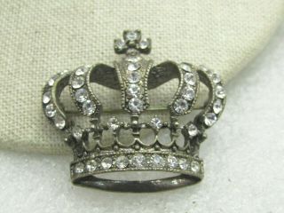 Vintage Rhinestone Crown Brooch & Pendant,  1.  75 "