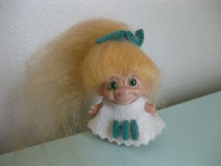 1960s Vintage Scandia House Hi 1.  5 " Pencil Topper Troll Doll In Outfit