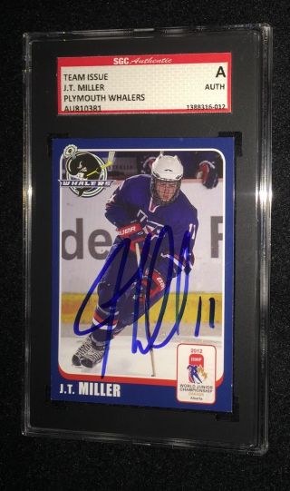 Jt Miller Signed Plymouth Whalers First Card Sgc Certified Tampa Bay Lightning