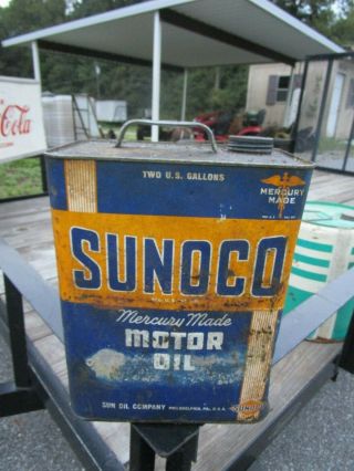 Vintage Advertising Sunoco 2 Gallon Oil Can Estate Find