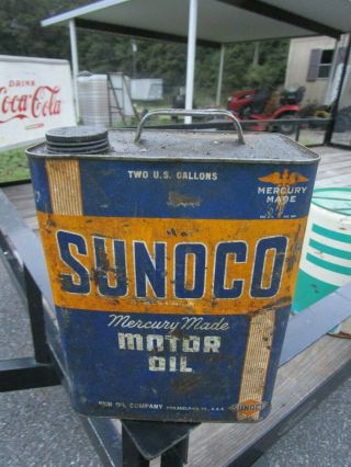 VINTAGE ADVERTISING SUNOCO 2 GALLON OIL CAN ESTATE FIND 3