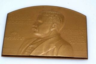 Antique Teddy Roosevelt Bronze Medal Hampton Roads Dec 16,  1907