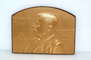 Antique Teddy Roosevelt Bronze Medal Hampton Roads Dec 16,  1907 2