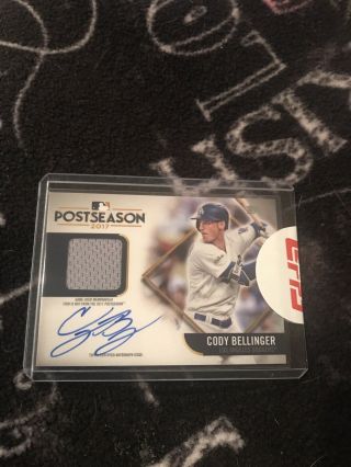 Cody Bellinger 2018 Topps Series 1 Postseason Auto Game Patch 46/50 On Card