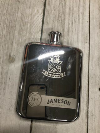 Vintage John Jameson & Son Irish Whiskey Hip Flask 4.  75” X 3.  5”