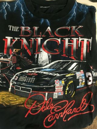 Vintage All Over Print Dale Earnhardt Black Knight Nascar T - Shirt (l)
