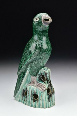 Chinese Kangxi Period Famille Verte Bird Parrot Figurine Statue