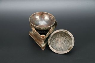 Handmade Antique Tibetan Buddhist kapala skull Old Tantrik copper cup Bowl Nepal 2