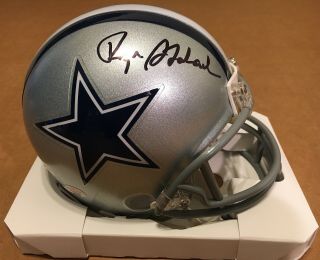 Roger Staubach Dallas Cowboys Hand Signed Mini Helmet